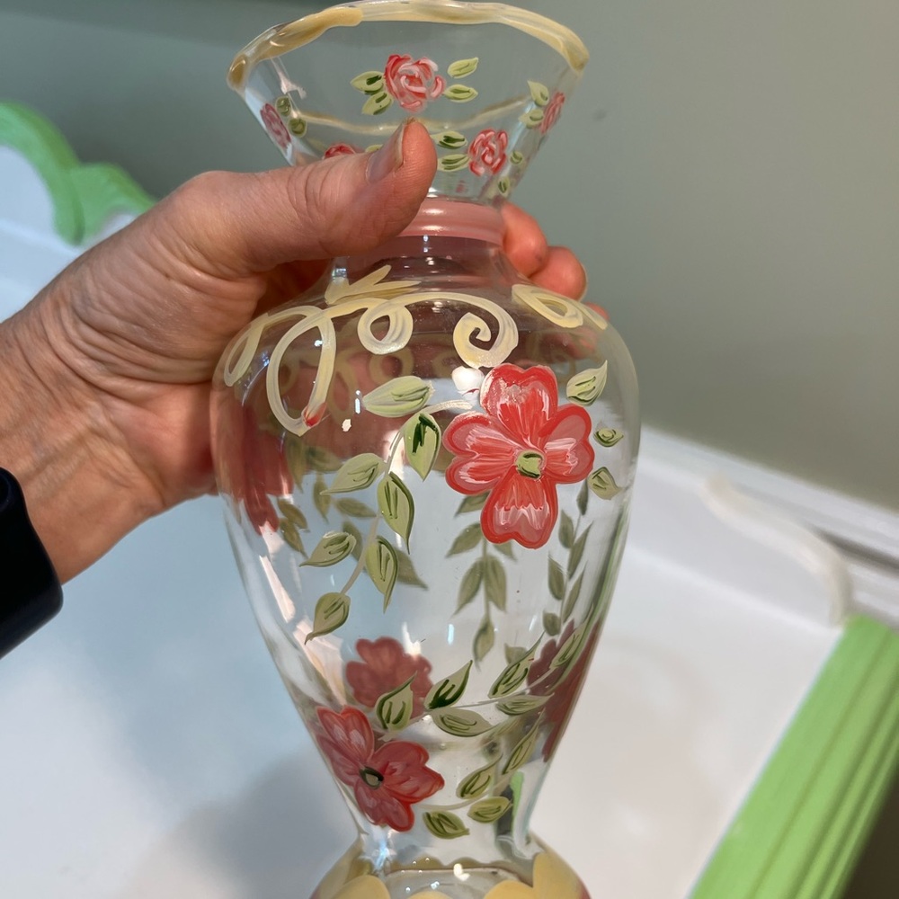 Tracy Porter Hand Painted Bud Vase 8” Rare Find Shabby Chic Vintage - Picture 3 of 7